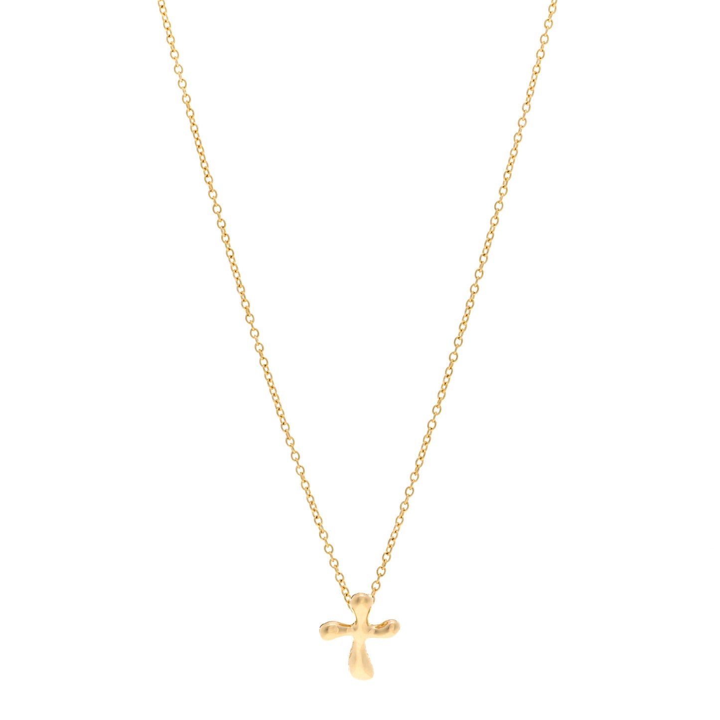 18K Yellow Gold 9mm Elsa Peretti Cross Pendant Necklace