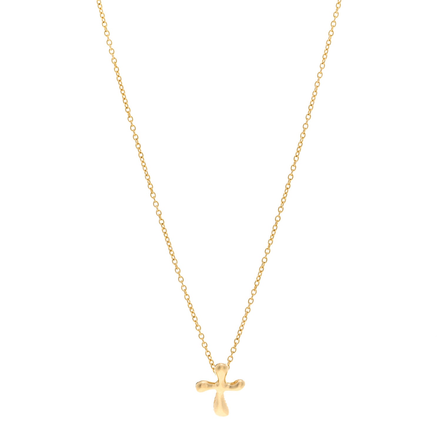 Tiffany 18K Yellow Gold 9mm Elsa Peretti Cross Pendant Necklace 1 of 4