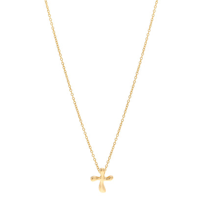Tiffany 18K Yellow Gold 9mm Elsa Peretti Cross Pendant Necklace 1 of 4