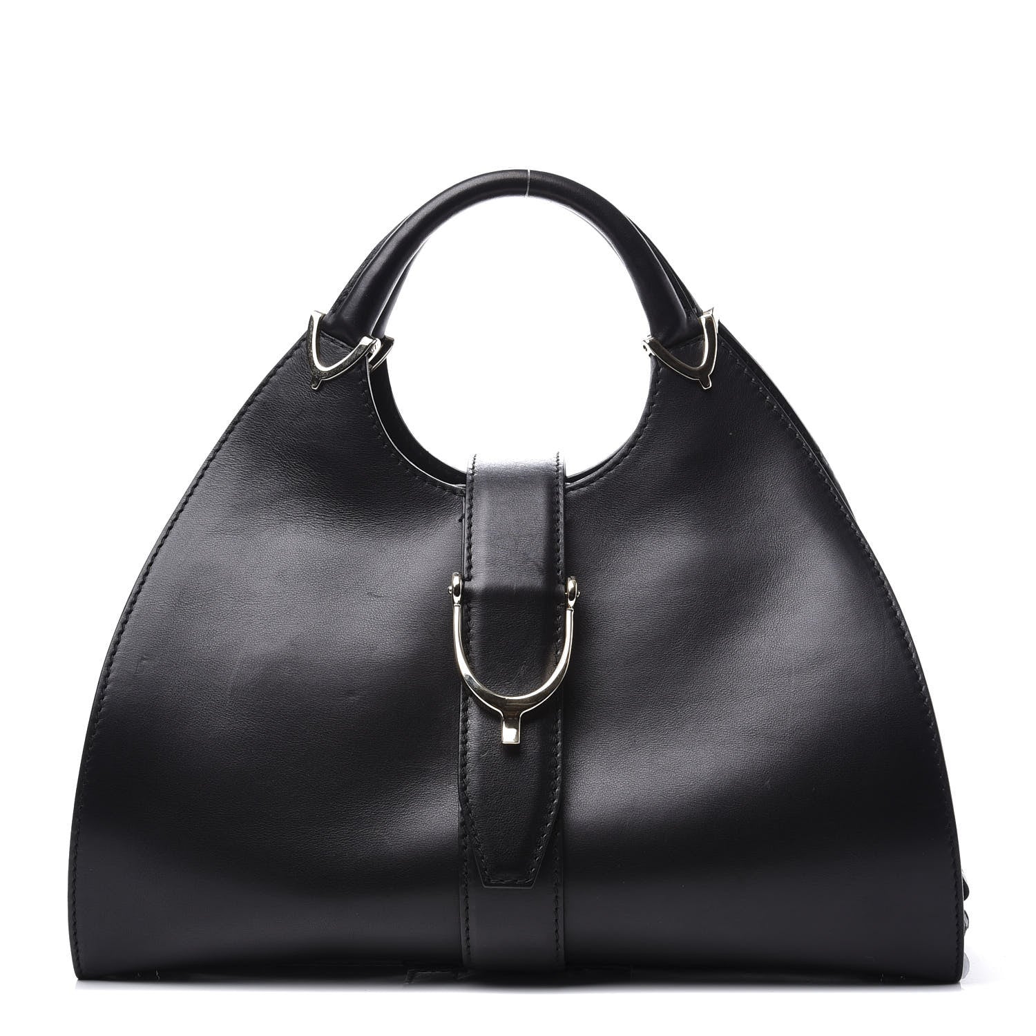 Gucci Calfskin Medium Stirrup Top Handle Bag Black 1 of 9