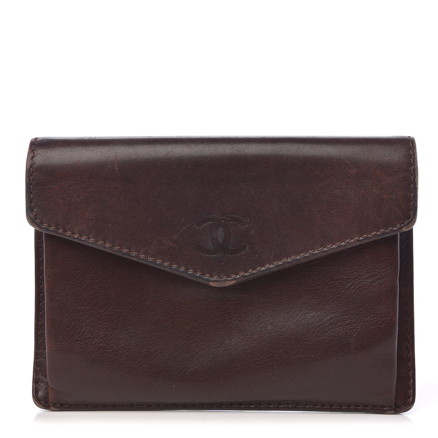 Calfskin Envelope Wallet Brown