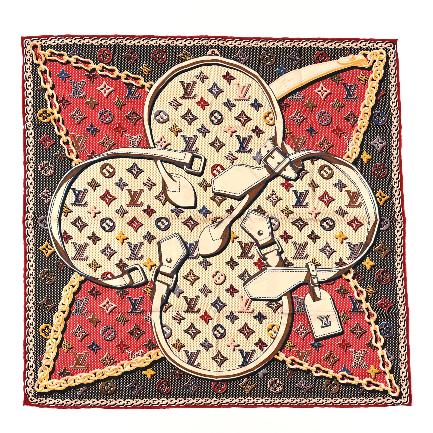 Silk Monogram Pop Square Scarf Beige