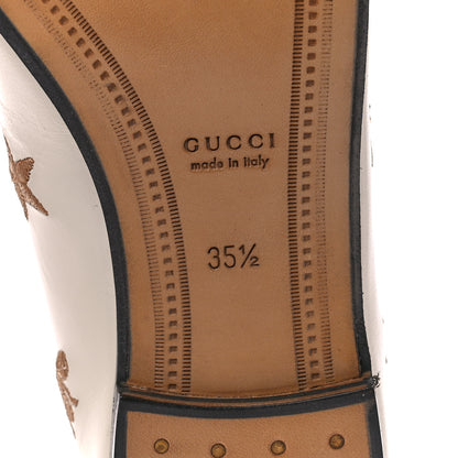Gucci Goatskin Bee Star Embroidered Womens Jordaan Loafers 35.5 Mystic White 6 of 9
