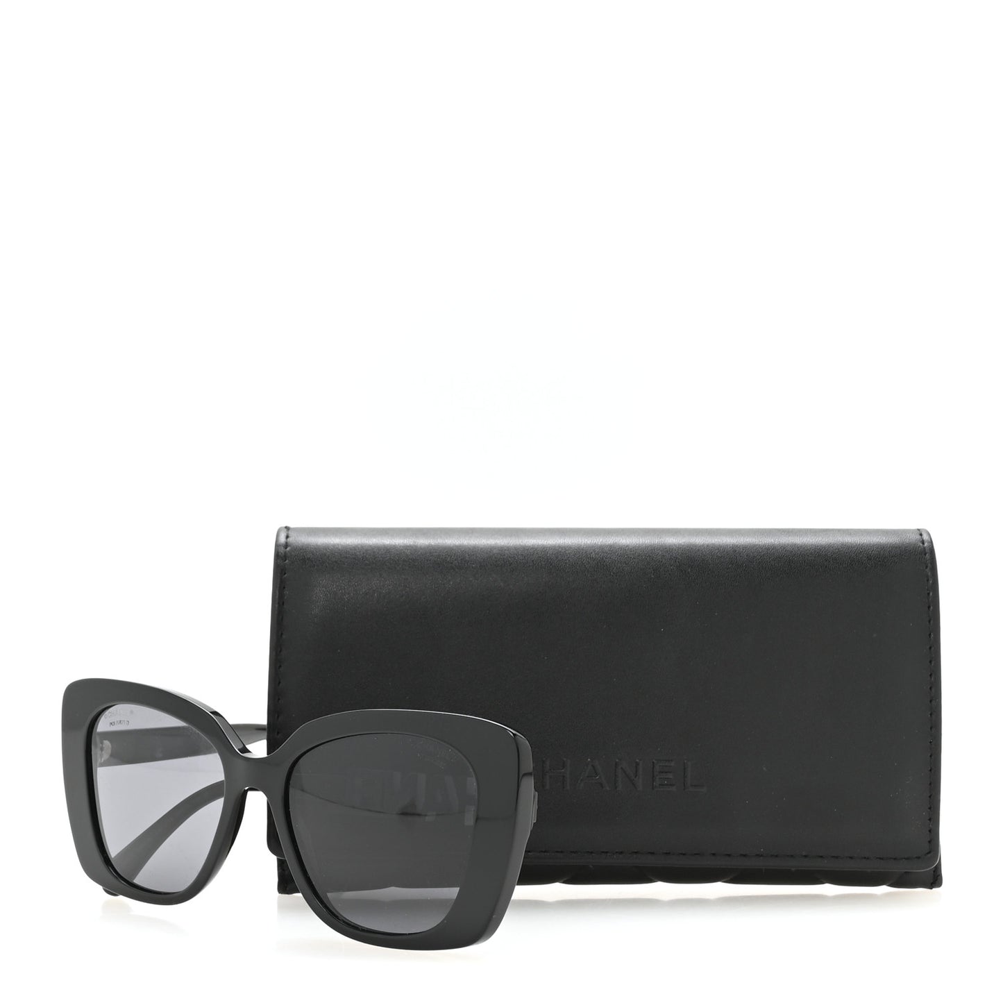 Acetate Strass Polarized Square Sunglasses 5422-B Black