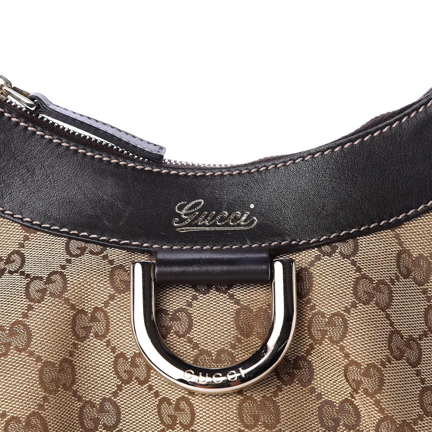 Gucci Monogram Medium D Gold Hobo Dark Brown 10 of 10