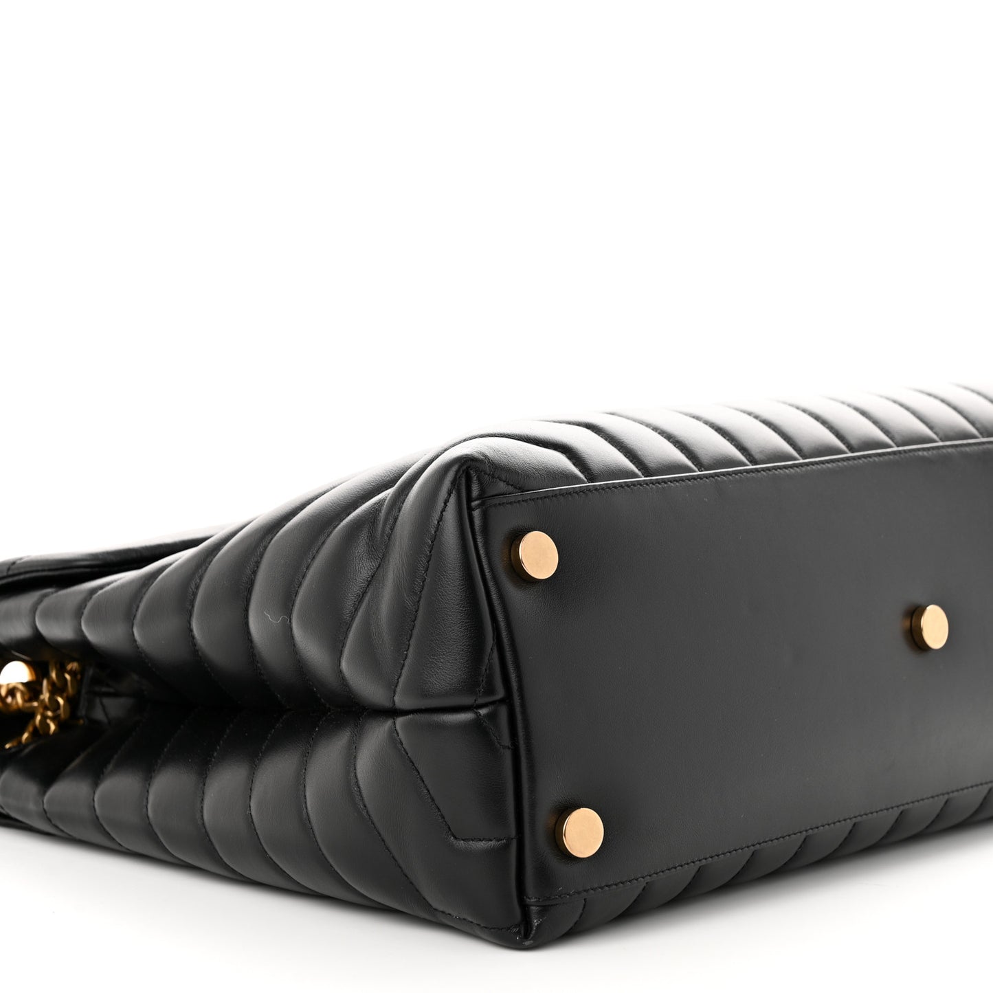 Calfskin Y Quilted Monogram Large Loulou Chain Satchel Black