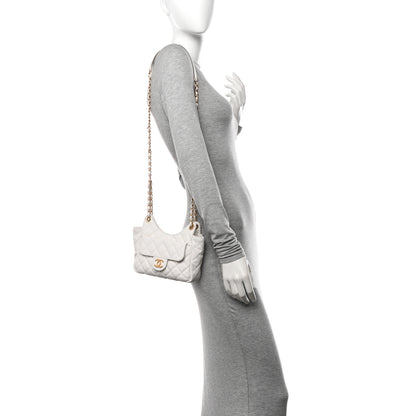 Chanel Caviar Quilted Small Wavy CC Hobo White 2 of 10