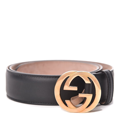 Gucci Calfskin Interlocking G 37mm Belt 90 36 Black 1 of 8