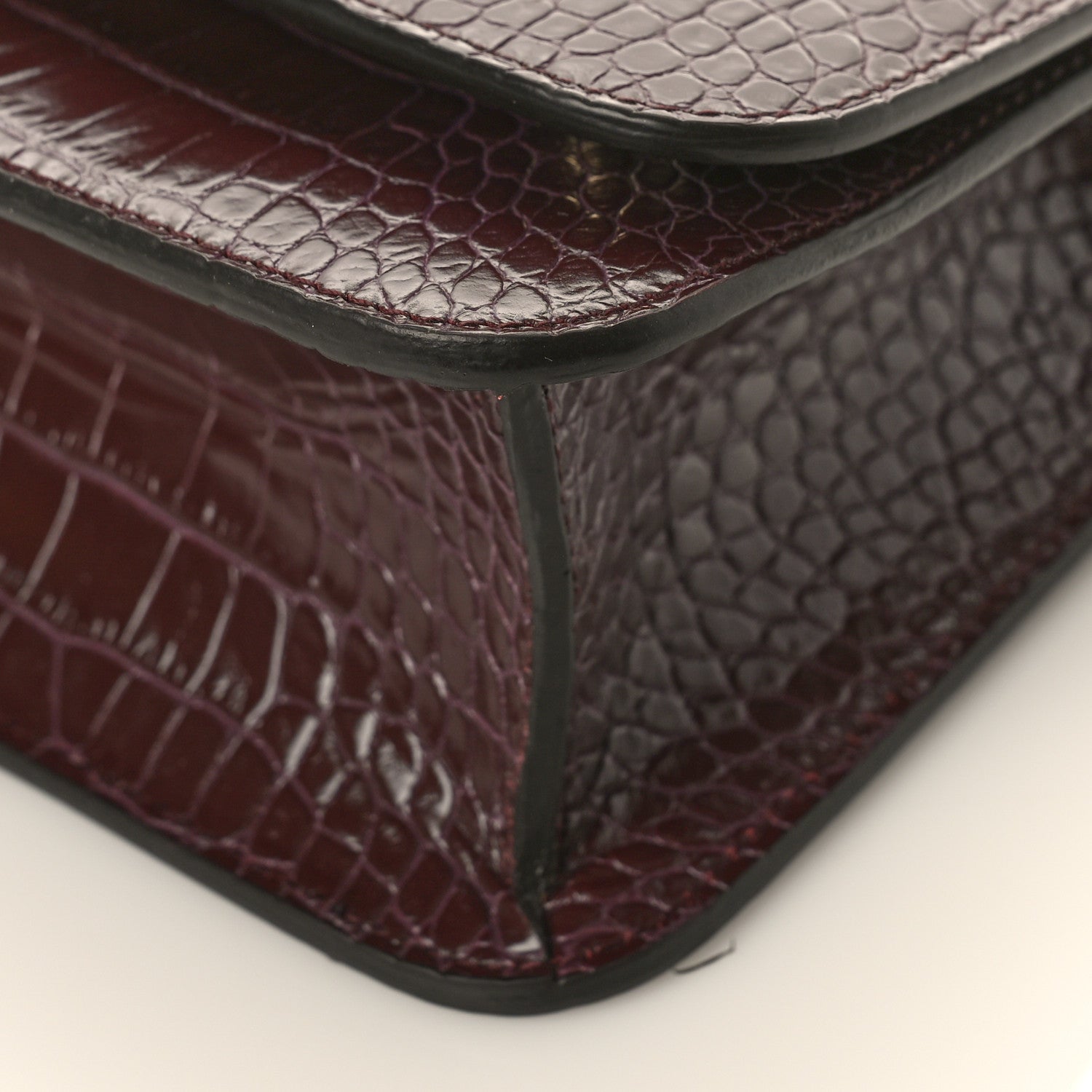Jimmy Choo Calfskin Crocodile Embossed Medium JC Top Handle Bordeaux 8 of 8