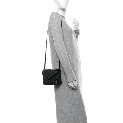 Saint Laurent Calfskin Y Quilted Monogram Monochrome Toy Loulou Crossbody Bag Black 2 of 10