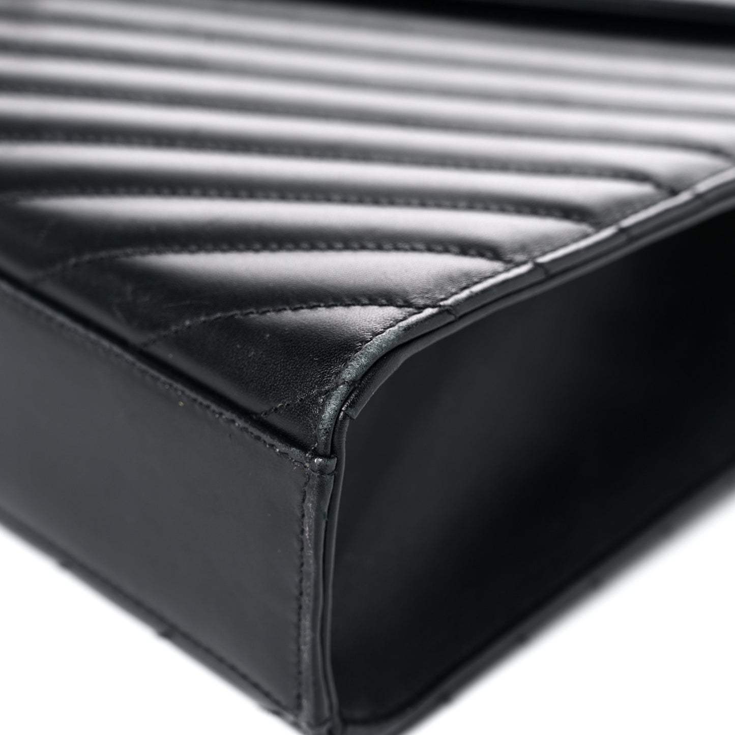 Smooth Calfskin Matelasse Chevron Large Monogram Satchel Black