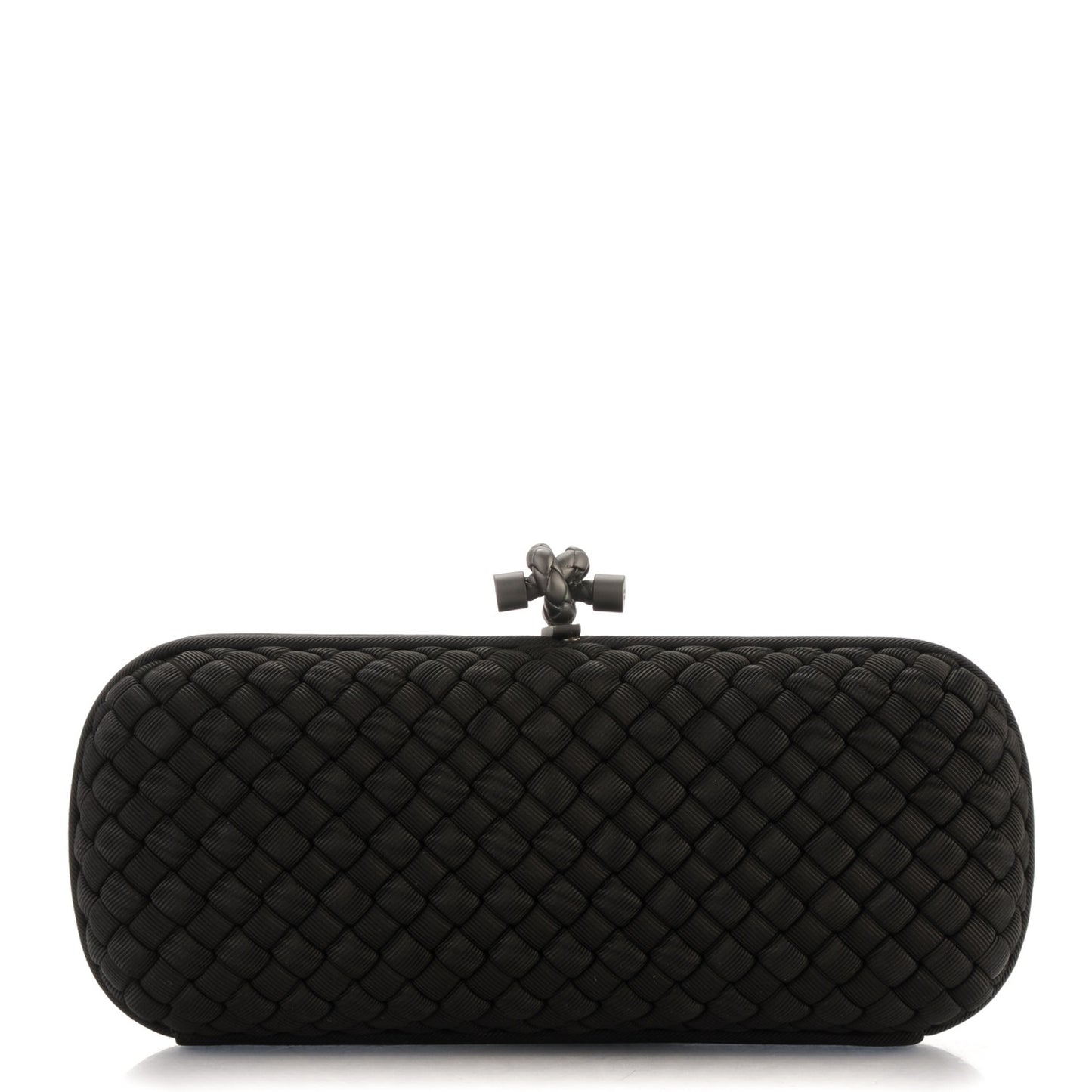 Silk Faille Intrecciato Knot Clutch Black