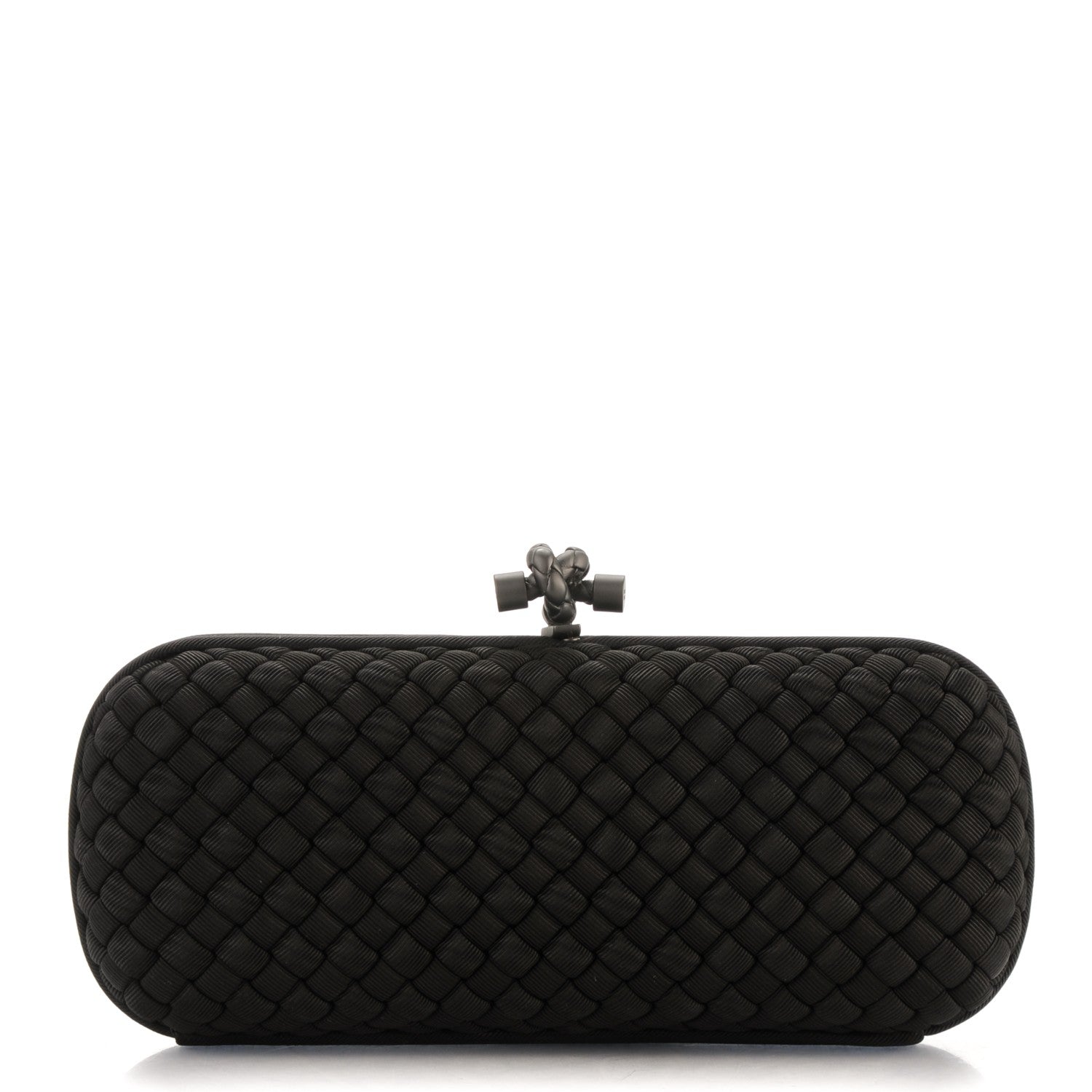 Bottega Veneta Silk Faille Intrecciato Knot Clutch Black 1 of 6