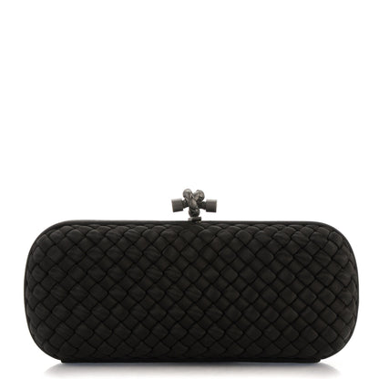 Bottega Veneta Silk Faille Intrecciato Knot Clutch Black 1 of 6