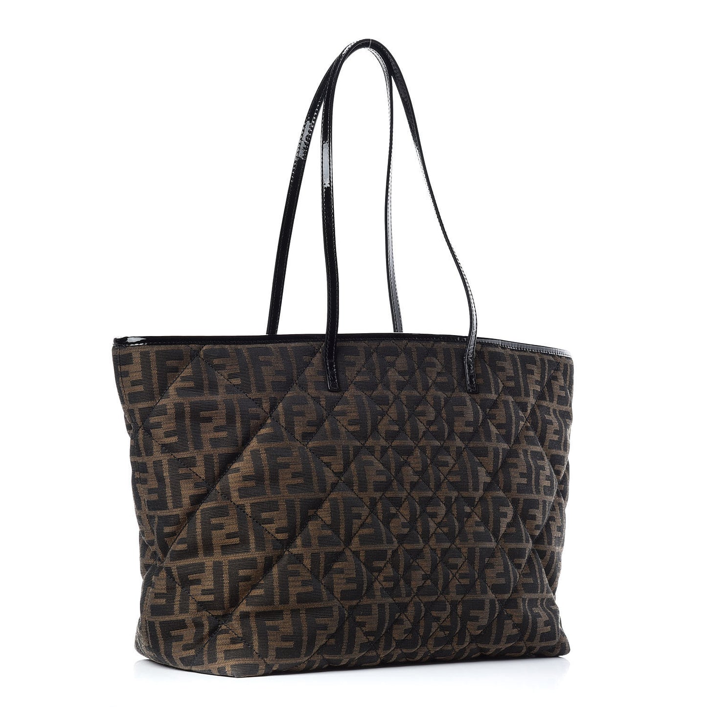 Zucca Quilted Medium Roll Tote Tobacco Black