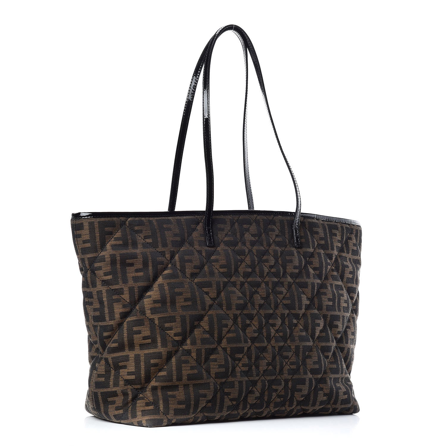 Fendi Zucca Quilted Medium Roll Tote Tobacco Black 4 of 10
