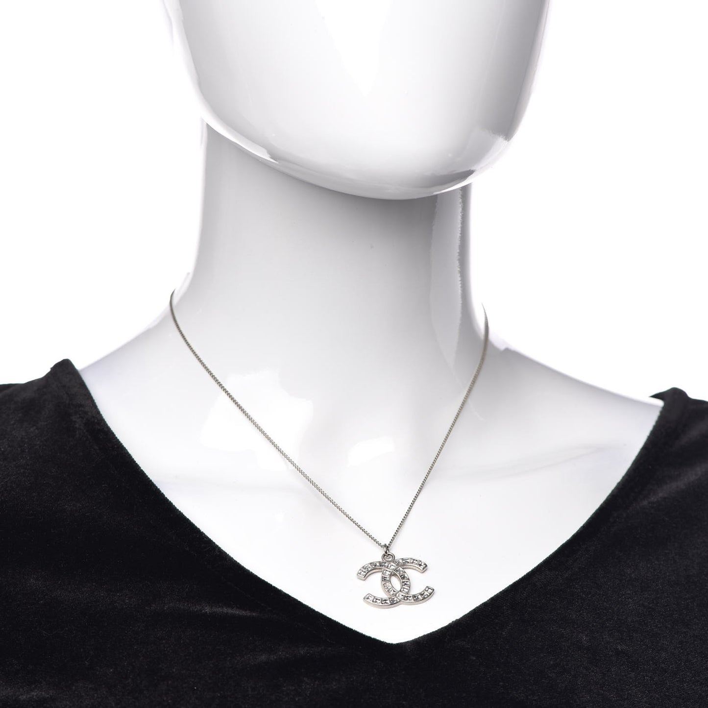 Baguette Crystal CC Necklace Silver
