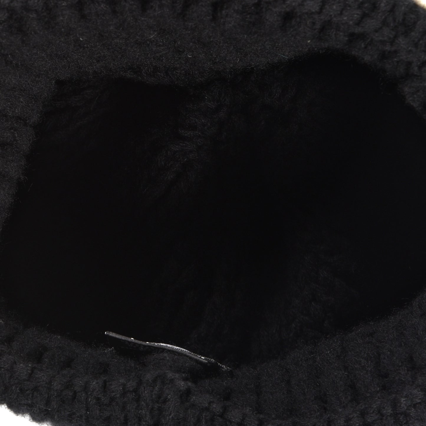 Wool Cashmere CC Beanie Hat Black White