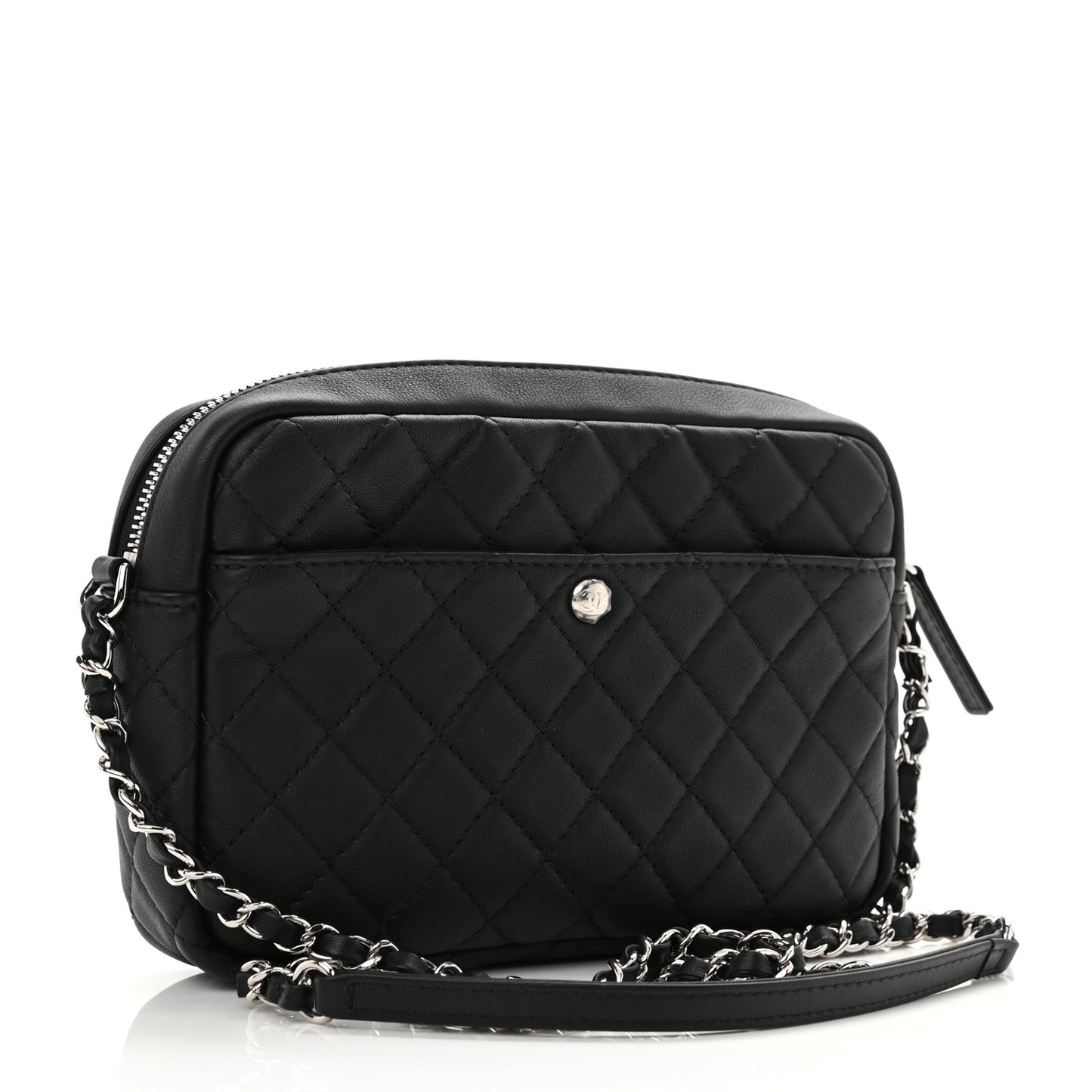 Calfskin Quilted Ultra Pocket Camera Case Black