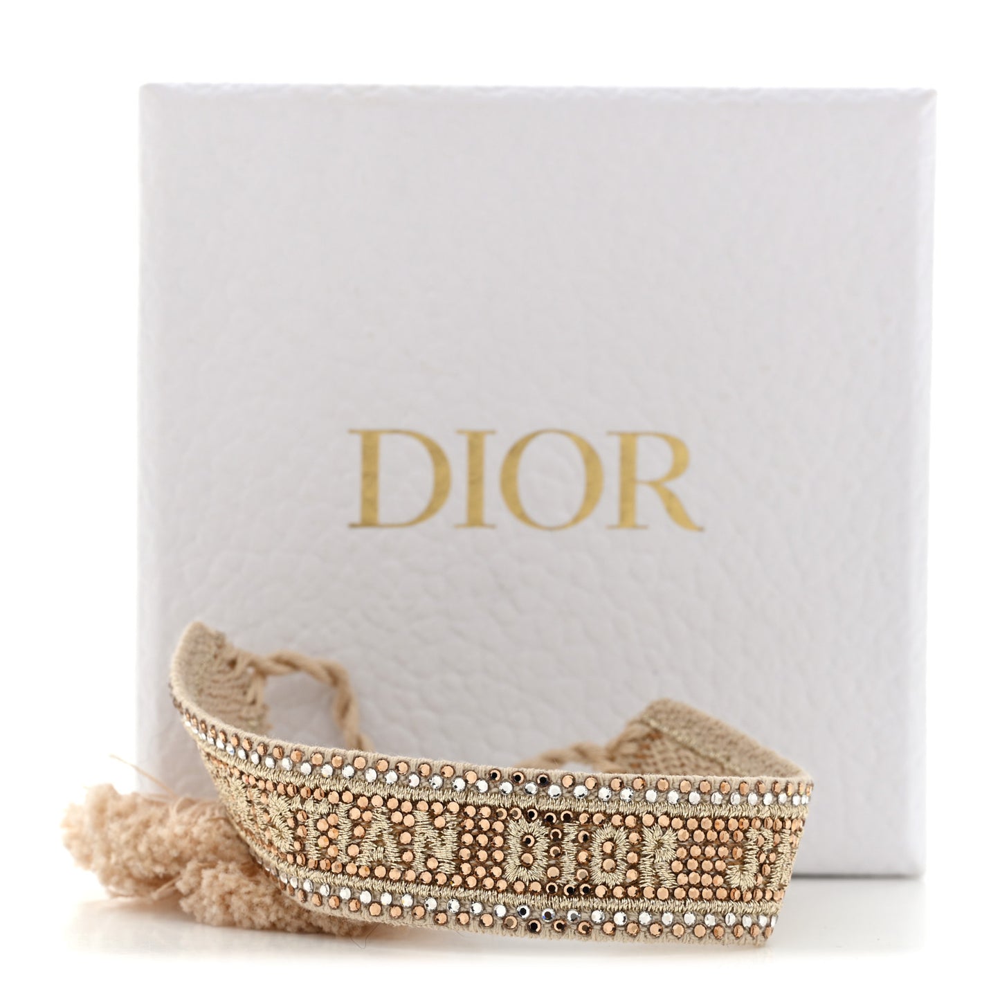 Woven Cotton Crystal Embroidered J'Adior Friendship Bracelet Gold