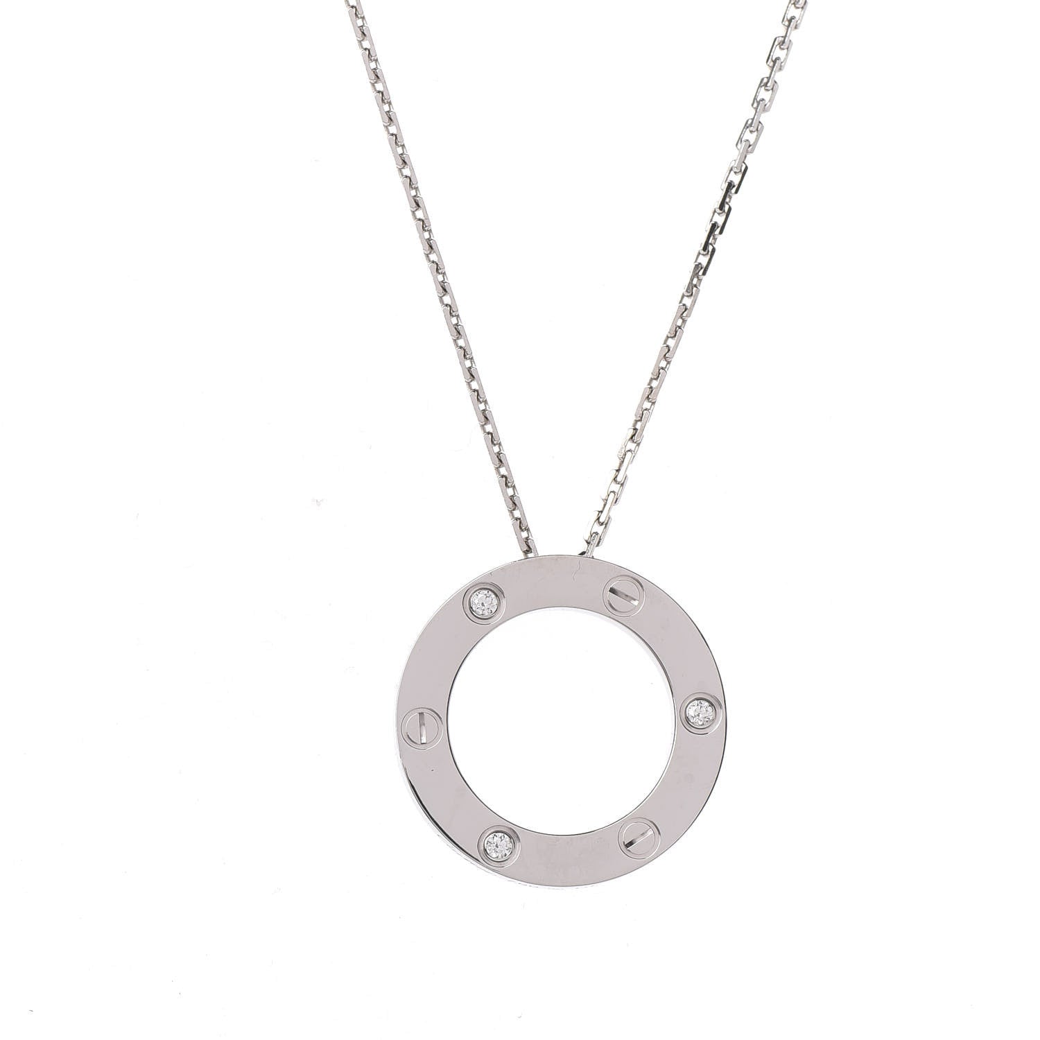 Cartier 18K White Gold 3 Diamonds LOVE Pendant Necklace 4 of 7