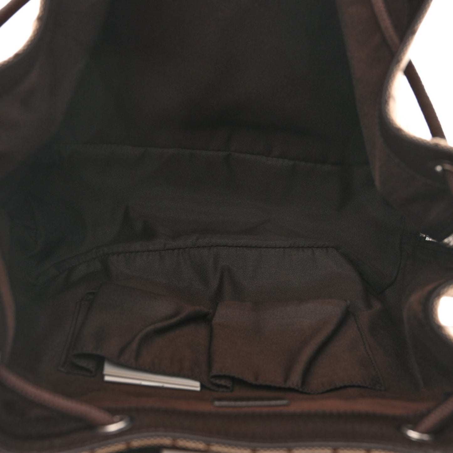 Monogram Dollar Calfskin O Drawstring Backpack Beige Ebony Testa di Moro Dark Chocolate