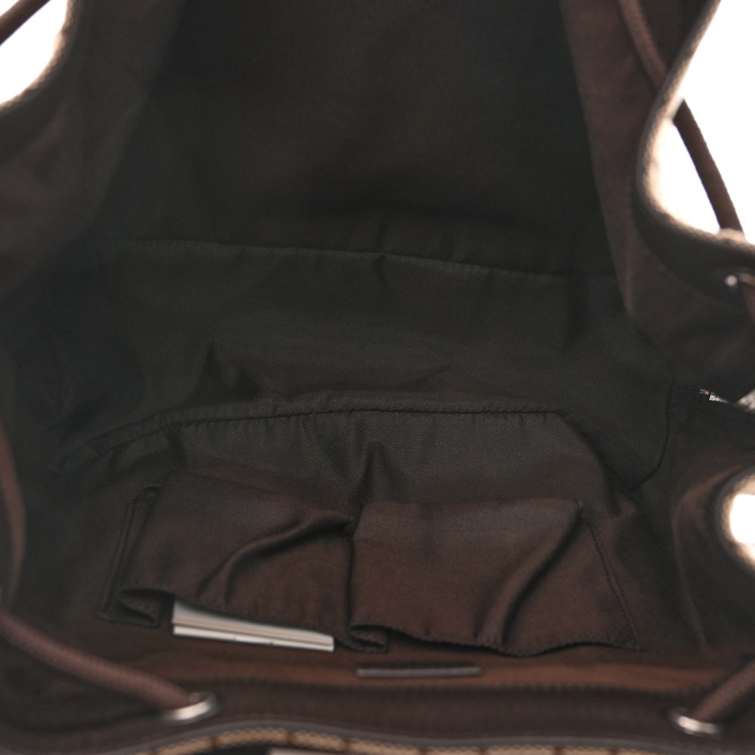 Gucci Monogram Dollar Calfskin O Drawstring Backpack Beige Ebony Testa di Moro Dark Chocolate 9 of 10