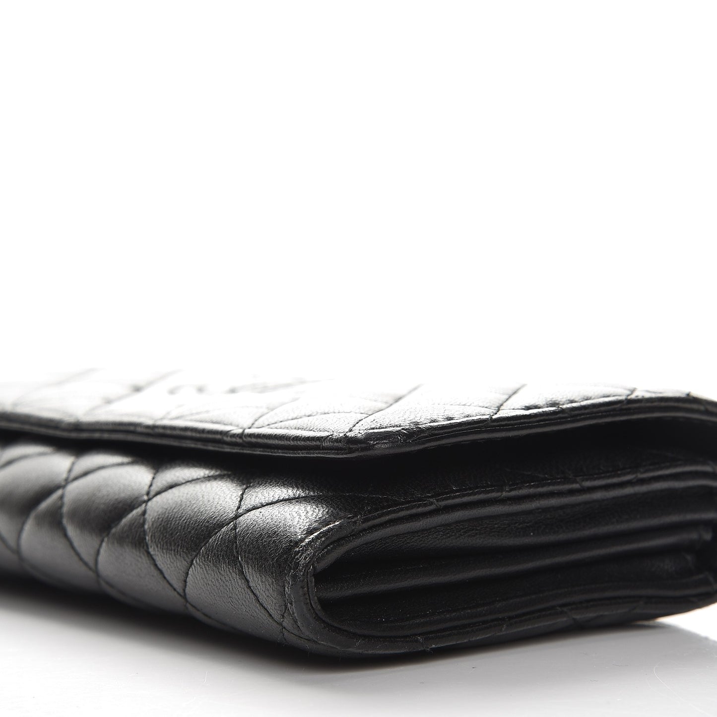 Lambskin Quilted Large Diamond CC Flap Wallet Black