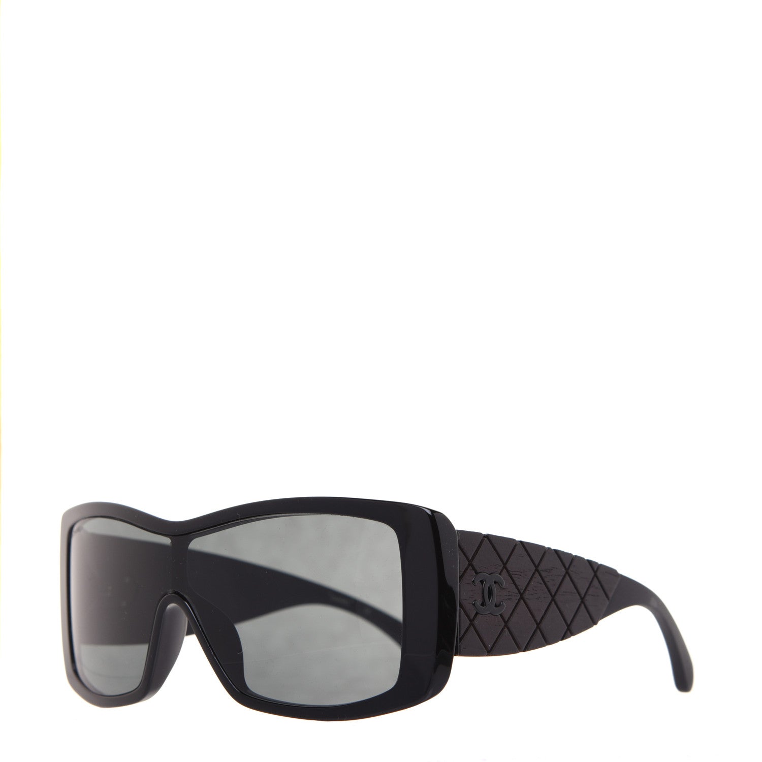 Chanel Wood Rubber Shield Sunglasses 71337A Black 1 of 9
