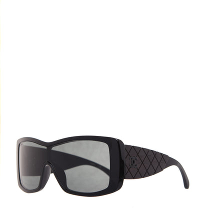 Chanel Wood Rubber Shield Sunglasses 71337A Black 1 of 9