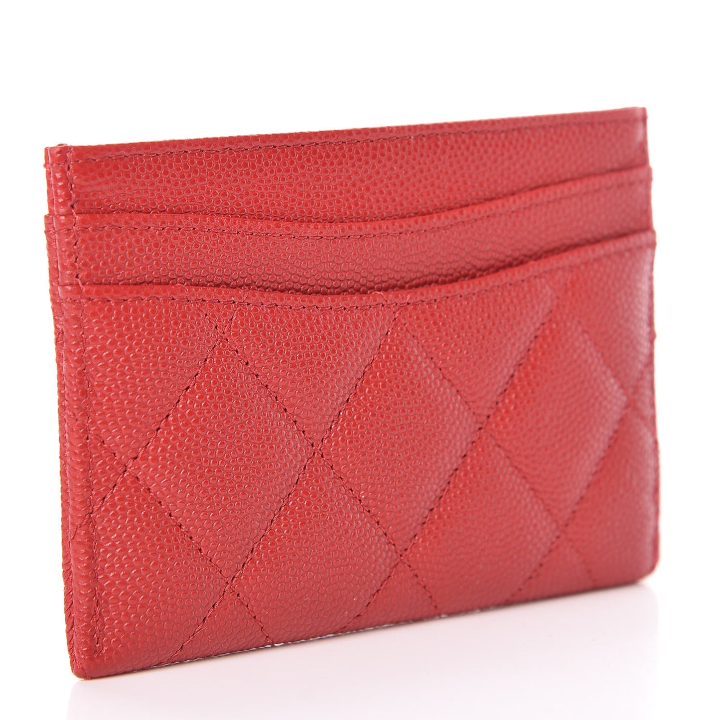 Caviar Quilted Card Holder Red