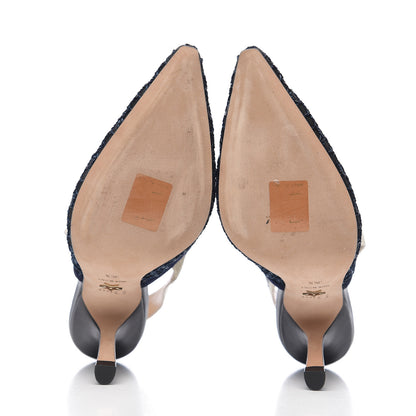 Christian Dior Resille Lambskin Ribbon J'Adior Slingback 100mm Pumps 36.5 Indigo Blue 5 of 9