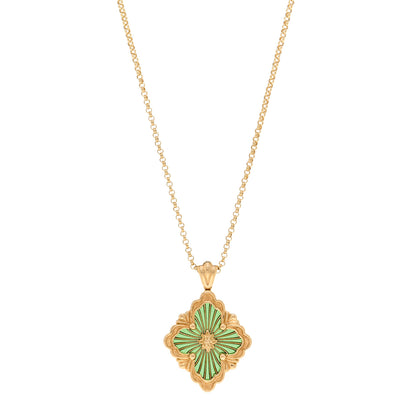 Buccellati 18K Yellow Gold Enamel Opera Tulle Pendant Necklace Green 1 of 5
