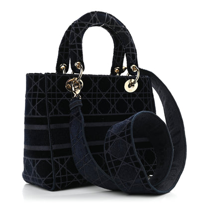 Christian Dior Velvet Cannage Medium Lady D-Lite Blue 3 of 9