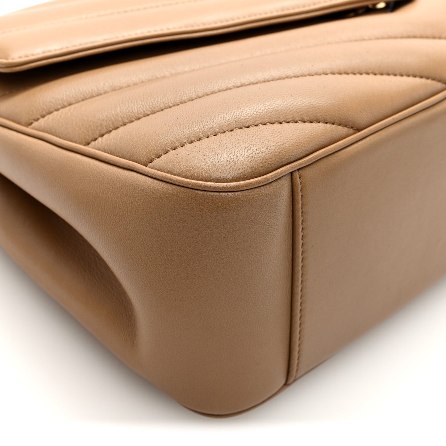 Lambskin Chevron Quilted Large LouLou Natural Tan