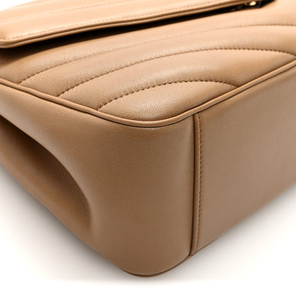 Saint Laurent Lambskin Chevron Quilted Large LouLou Natural Tan 10 of 11