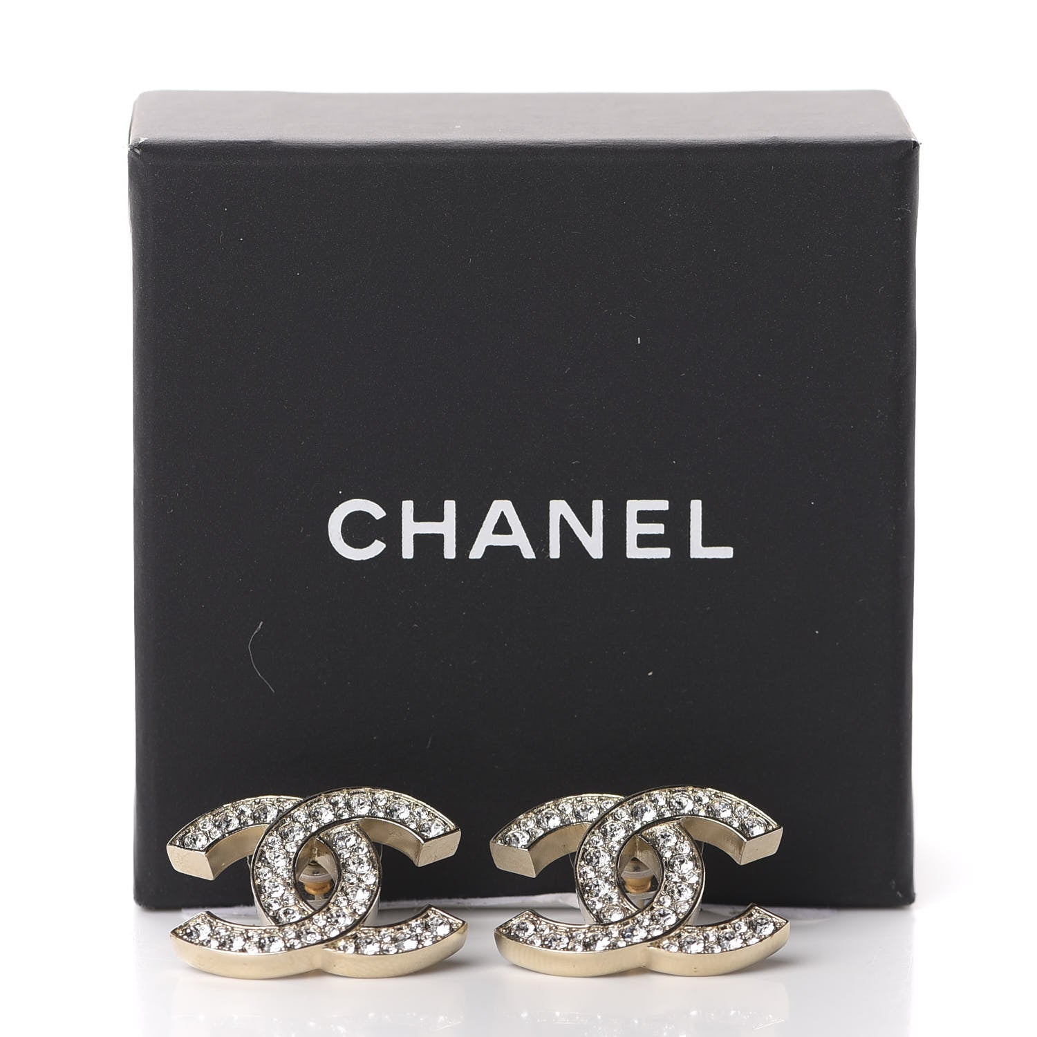 Chanel Crystal CC Rockin Summer Stud Earrings Gold 5 of 5