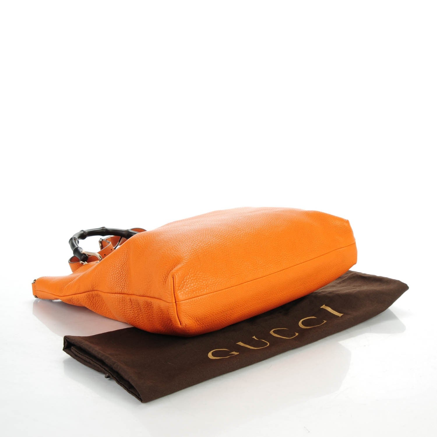 Gucci Pebbled Calfskin Bamboo Shopper Tote Orange 4 of 7