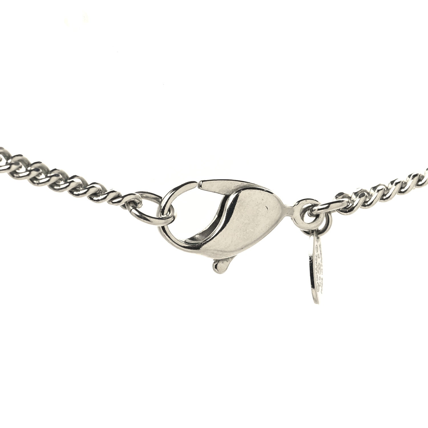 Chanel Metal Crystal CC Long Chain Necklace Silver 4 of 5