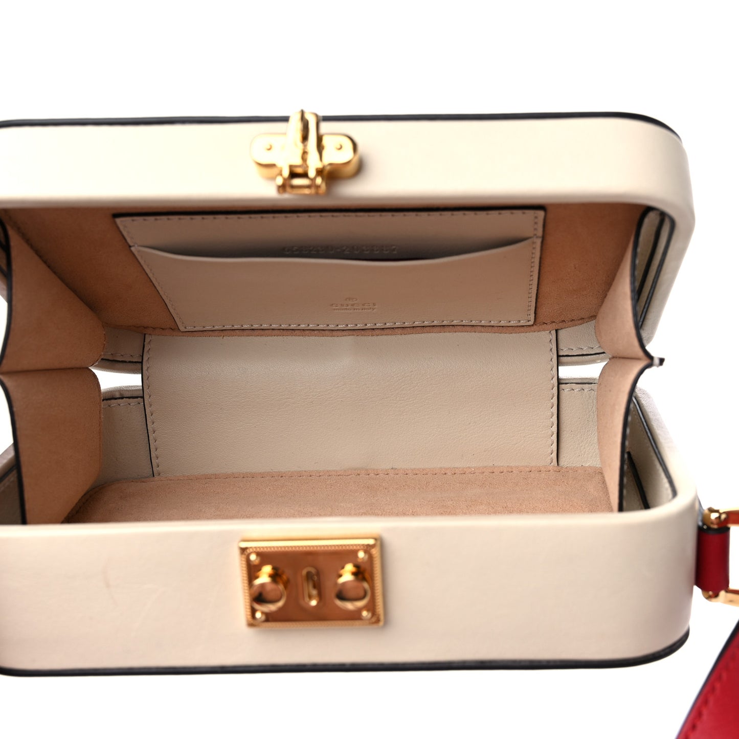 Vitello Eclipse Mini Interlocking G Shoulder Bag Mystic White Hibiscus Red