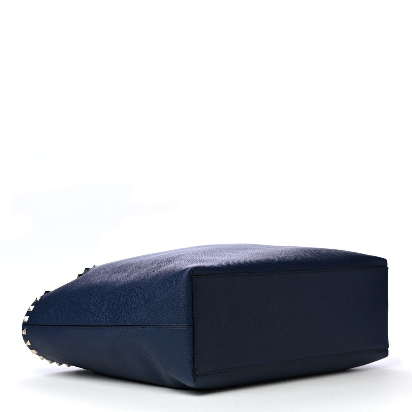 Grained Calfskin Rockstud Shoulder Tote Marine
