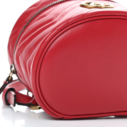Gucci Calfskin Matelasse Mini GG Marmont Round Backpack Hibiscus Red 7 of 8