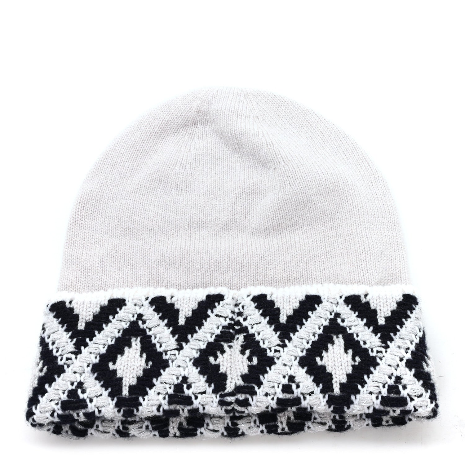 Chanel Cashmere Blend CC Beanie Hat With Gloves Set White Navy Blue 3 of 8