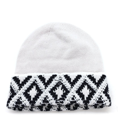 Chanel Cashmere Blend CC Beanie Hat With Gloves Set White Navy Blue 3 of 8