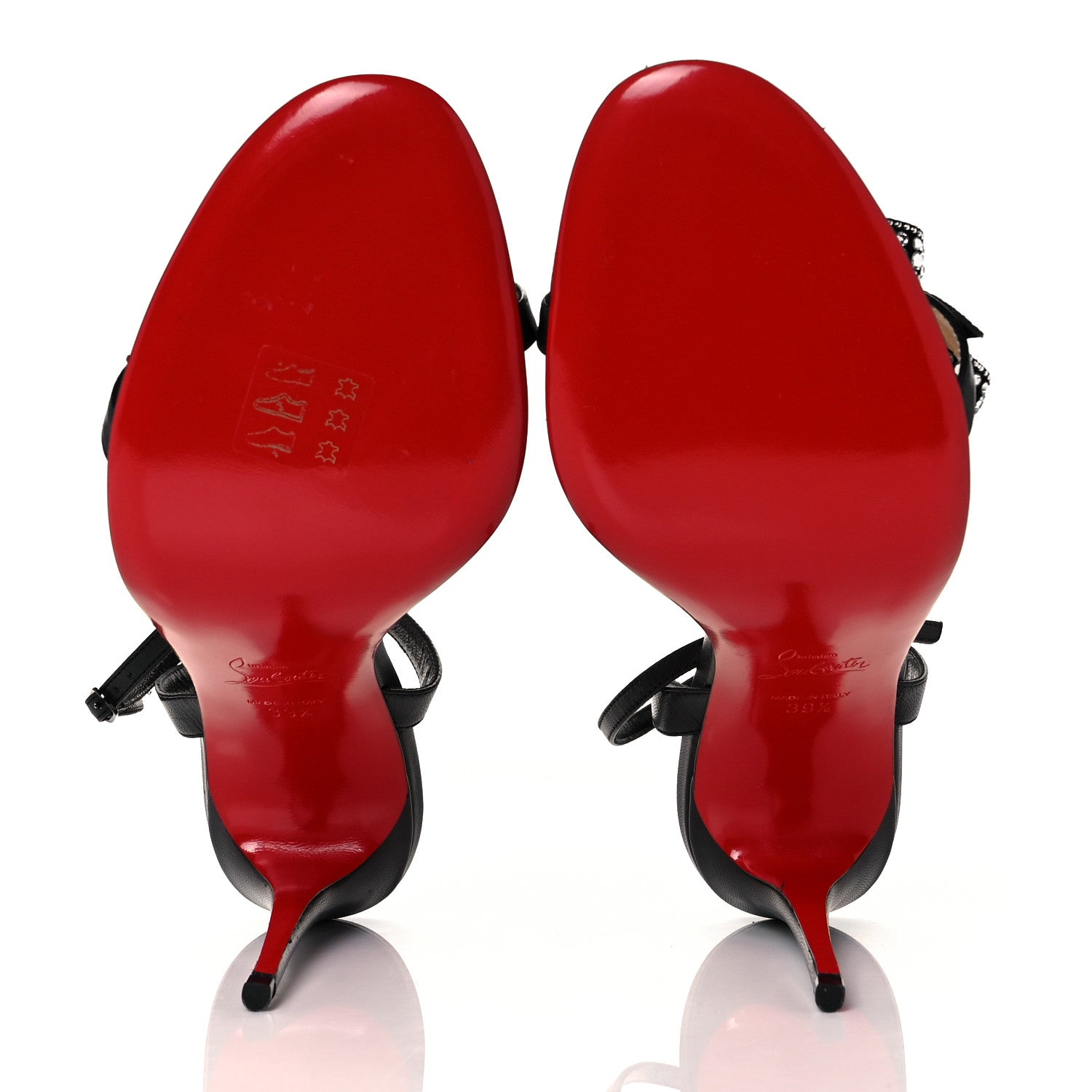 Christian Louboutin Kid Crystal Jewel Queen Sandals 39.5 Black 5 of 8