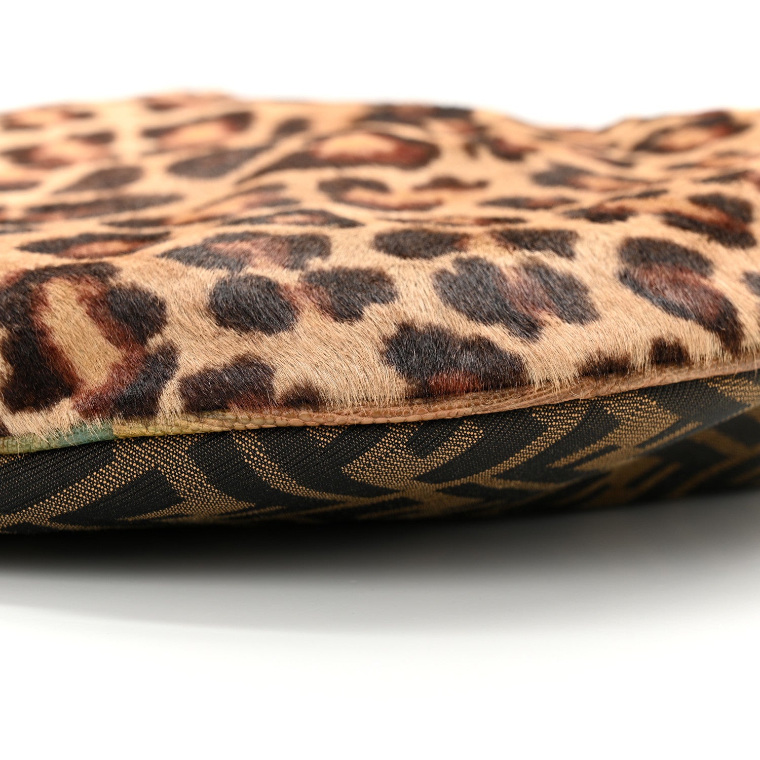 Fendi Zucca Calf Hair Leopard Lizard Oyster Tobacco Beige Multicolor 9 of 11