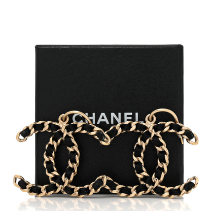 Chanel Satin CC Chain Earrings Light Gold Black 6 of 6