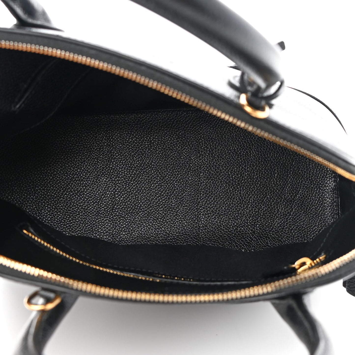 Grained Calfskin Logo S Ville Top Handle Bag Black White