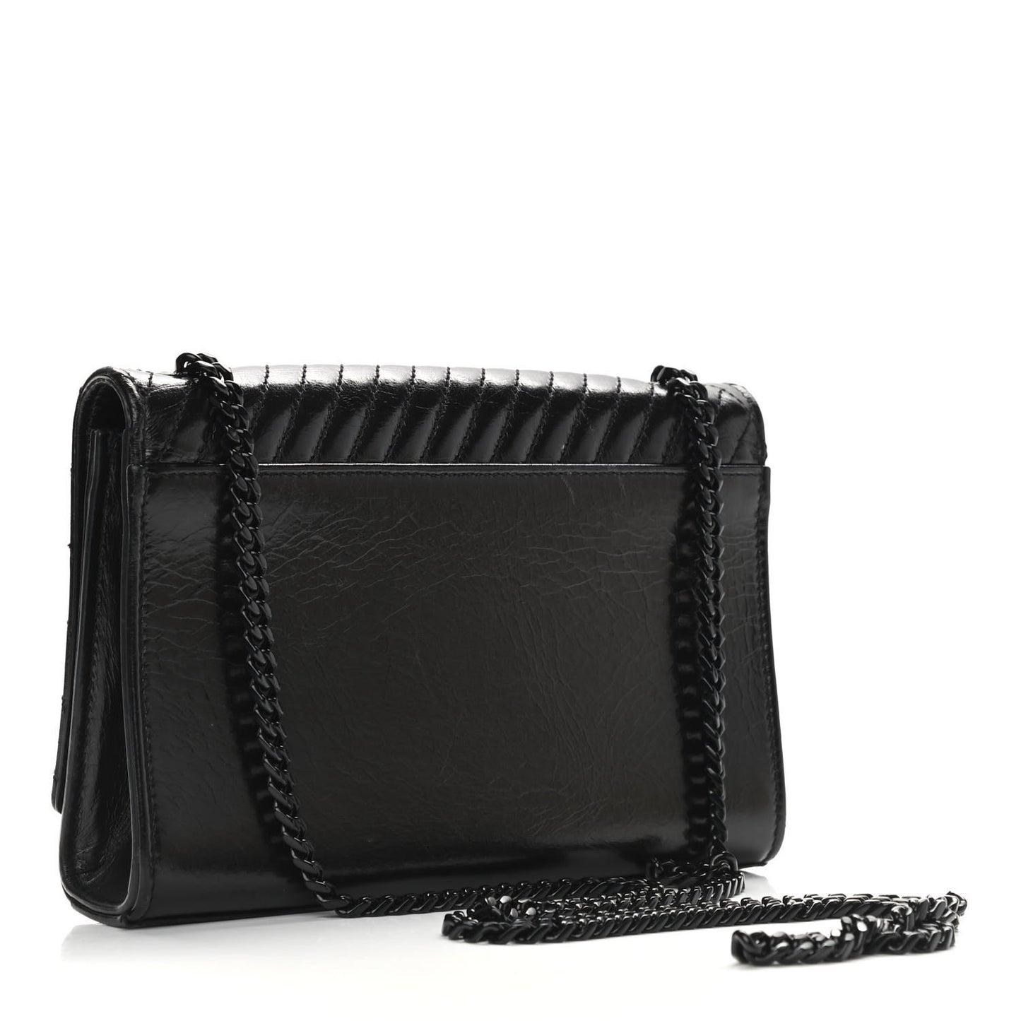 Lambskin Mixed Quilted Small Monogram Kate Satchel Black