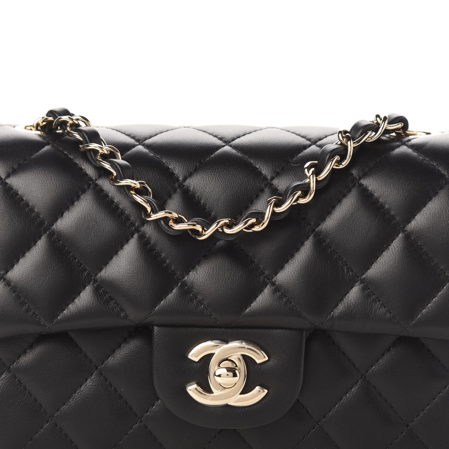 Lambskin Quilted Mini Rectangular Flap Black